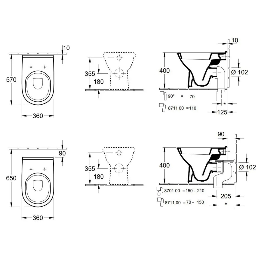 Villeroy & Boch 56571001 - Stojící WC O.NOVO keramika/bílá
