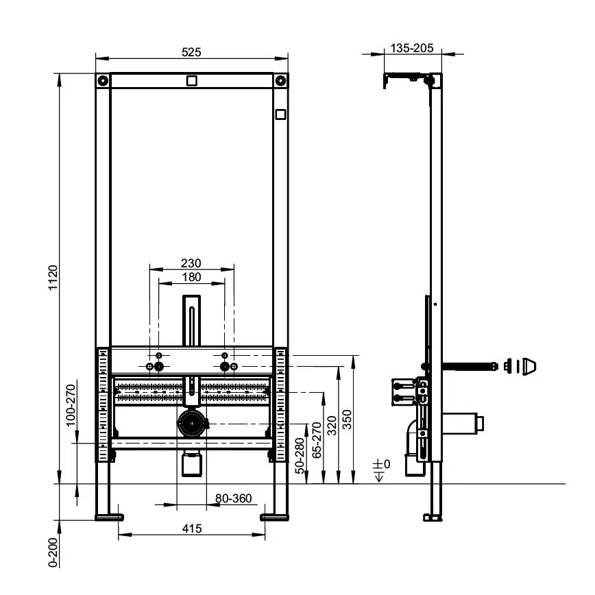 Villeroy & Boch 92214800 - Podomítkový modul pro bidet VICONNECT 112 cm