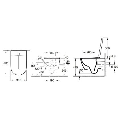 Villeroy & Boch V0E100R1 - Závěsný bidet s prkénkem SoftClose VICLEAN keramika/bílá +dálkové ovládání