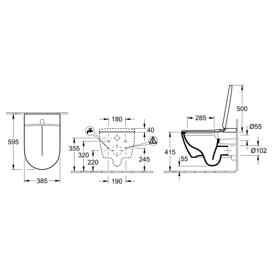 Villeroy & Boch V0E100R1 - Závěsný bidet s prkénkem SoftClose VICLEAN keramika/bílá +dálkové ovládání