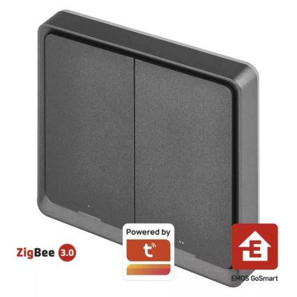 Vypínač 2-tlačítkový GoSmart 1xCR2430 Tuya černá