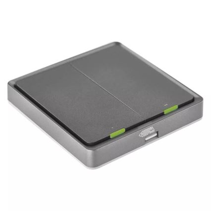 Vypínač 2-tlačítkový GoSmart 1xCR2430 Tuya černá