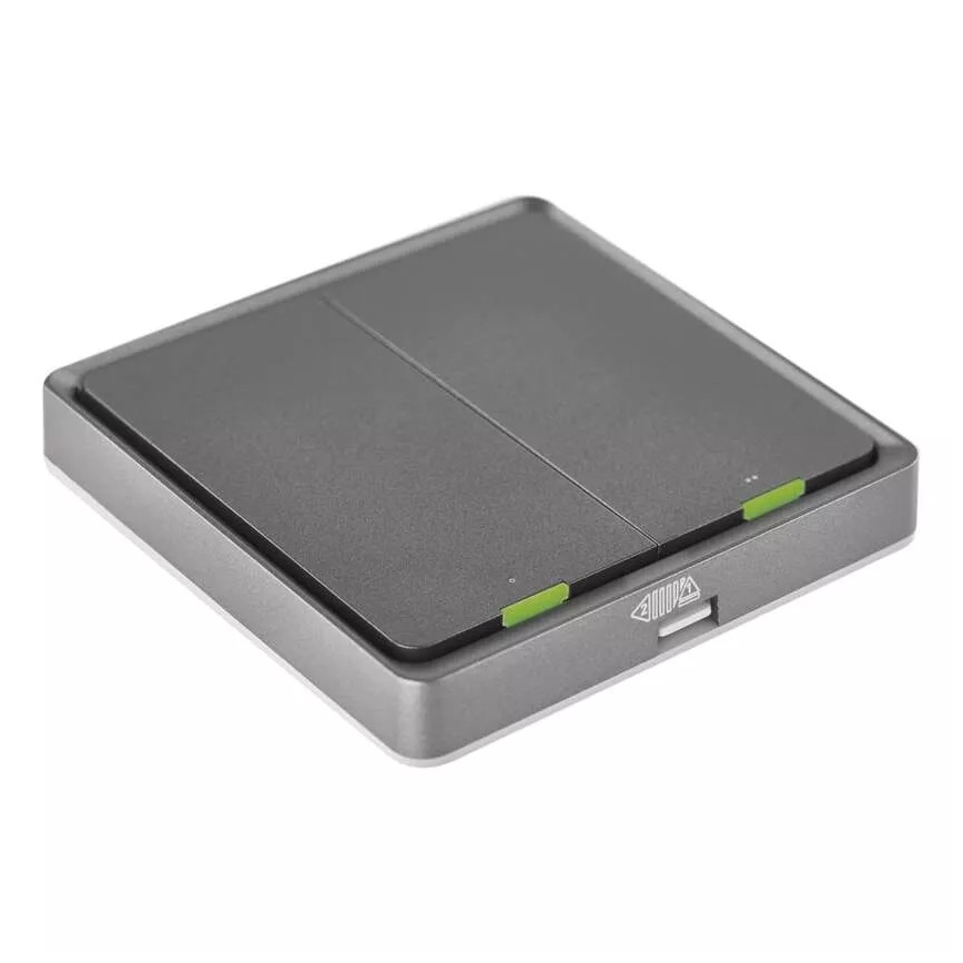 Vypínač 2-tlačítkový GoSmart 1xCR2430 Tuya černá