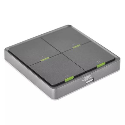Vypínač 4-tlačítkový GoSmart 1xCR2430 Tuya černá