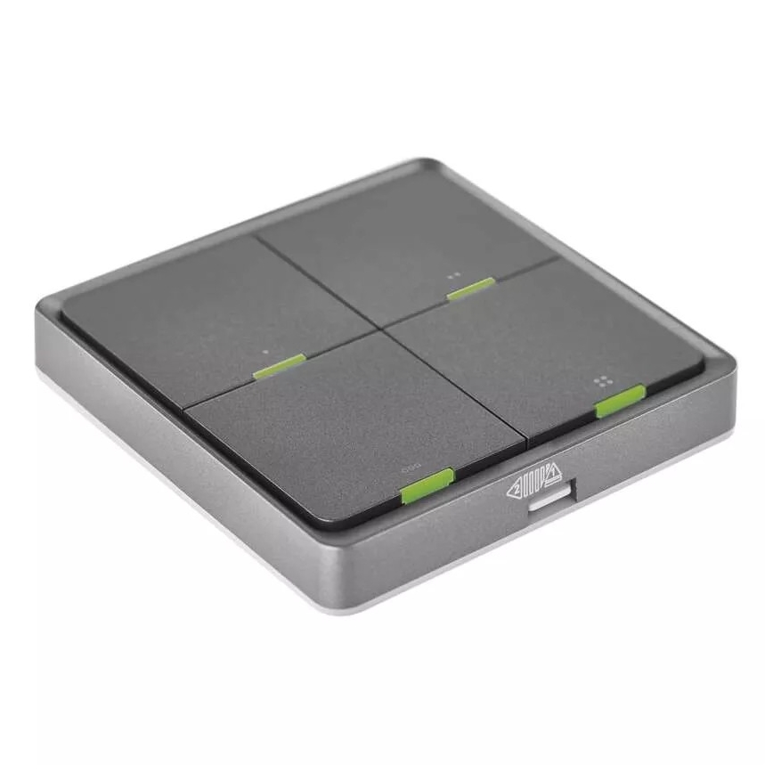 Vypínač 4-tlačítkový GoSmart 1xCR2430 Tuya černá