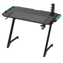 Výškově nastavitelný herní stůl SNAKE s LED RGB podsvícením 100x60 cm černá
