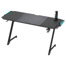 Výškově nastavitelný herní stůl SNAKE s LED RGB podsvícením 156x60 cm černá