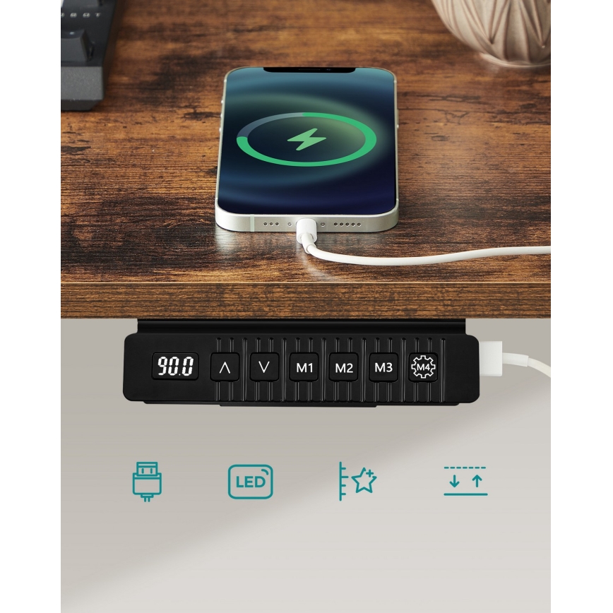 Výškově nastavitelný psací stůl SOLEA-X 160x70 cm hnědá/černá