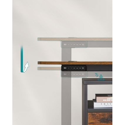 Výškově nastavitelný psací stůl SOLEA-X 160x70 cm hnědá/černá