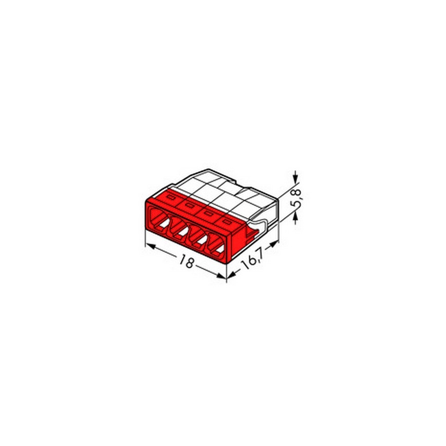 WAGO 2273-204 - Spojovací krabicová svorka COMPACT 4x2,5 450V červená
