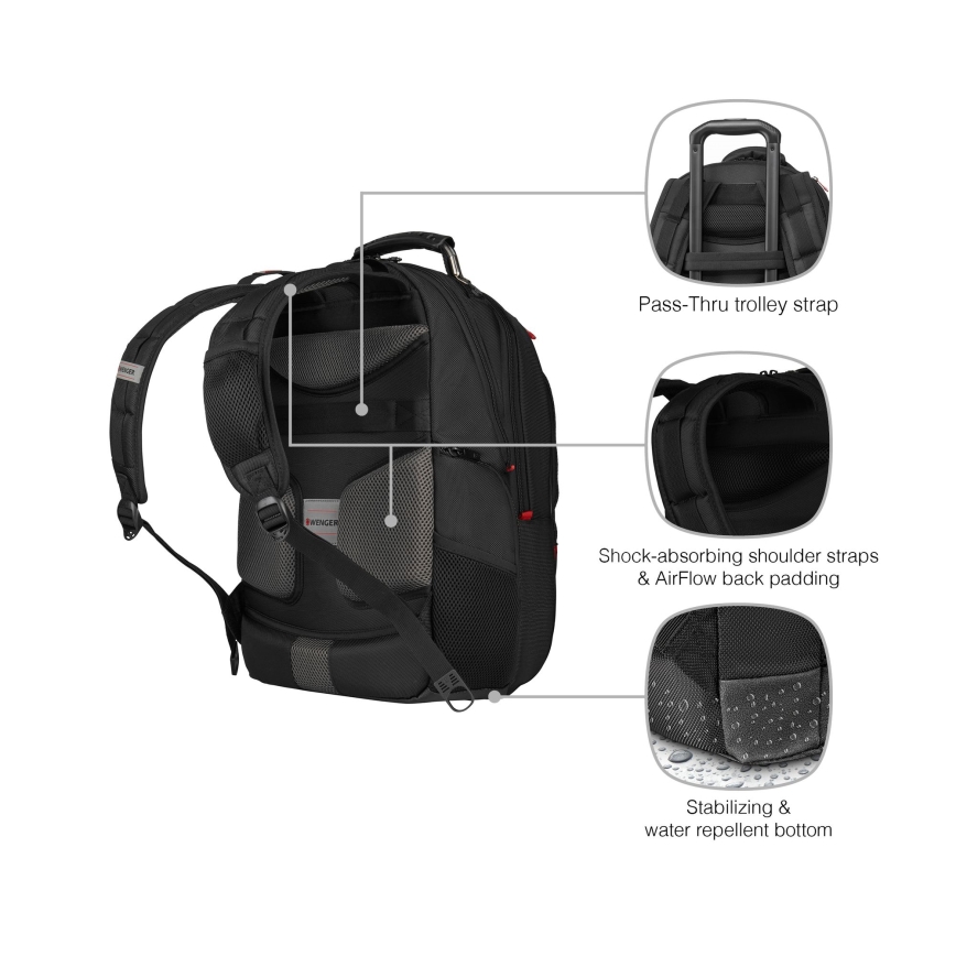 Wenger - Batoh na notebook 25 l 16" s kapsou na tablet 10" Pegasus Deluxe černá