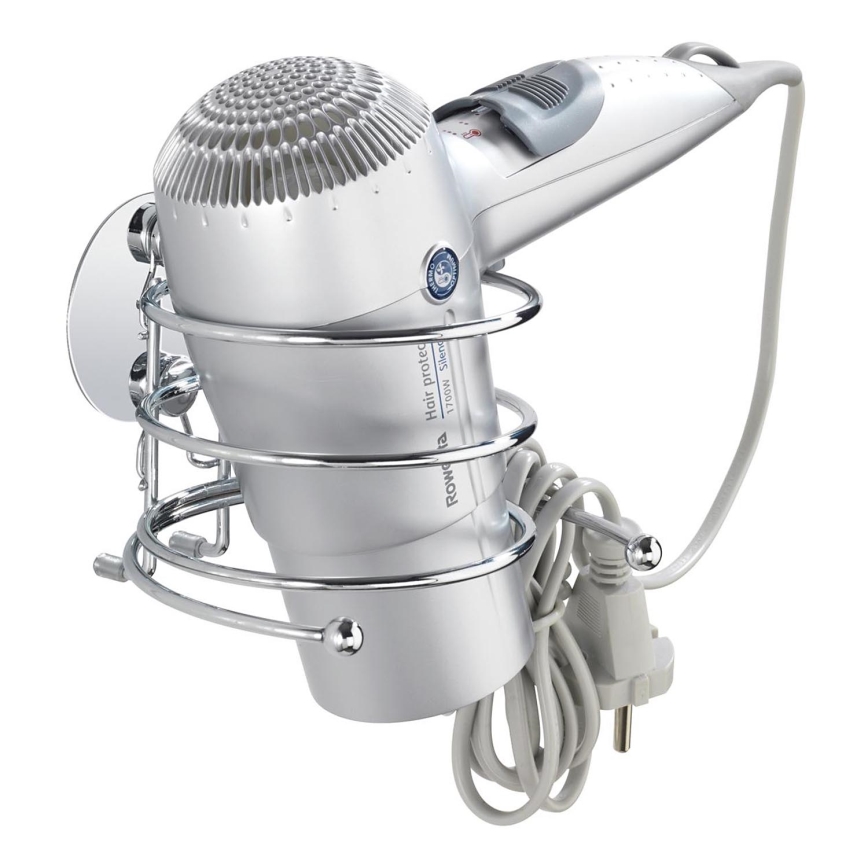 WENKO 18770100-Držák fénu TURBO-LOC RUND STAHL 14x11,5 cm lesk. chrom