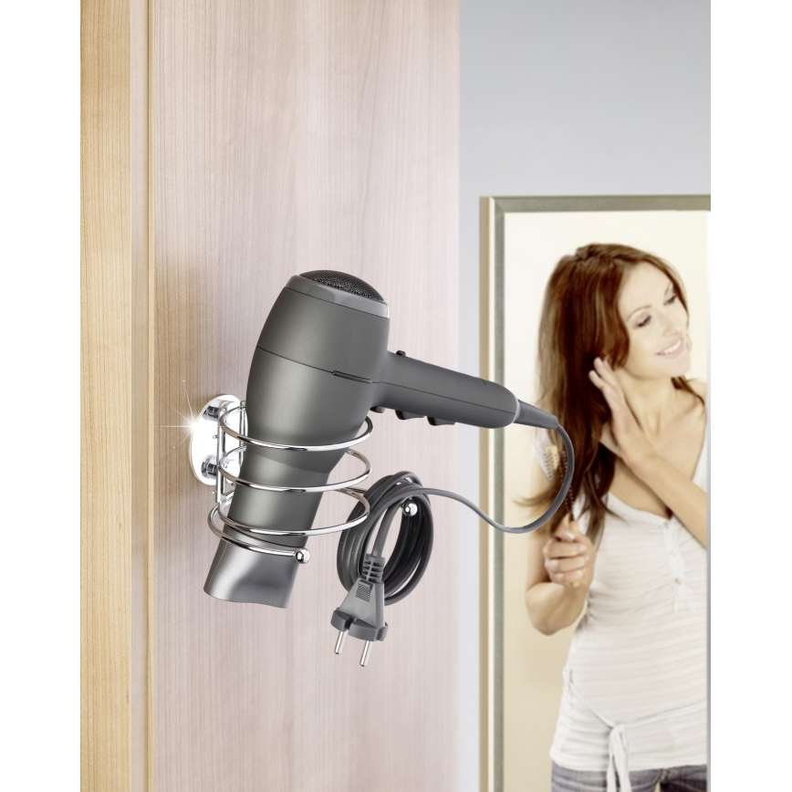 WENKO 18770100-Držák fénu TURBO-LOC RUND STAHL 14x11,5 cm lesk. chrom