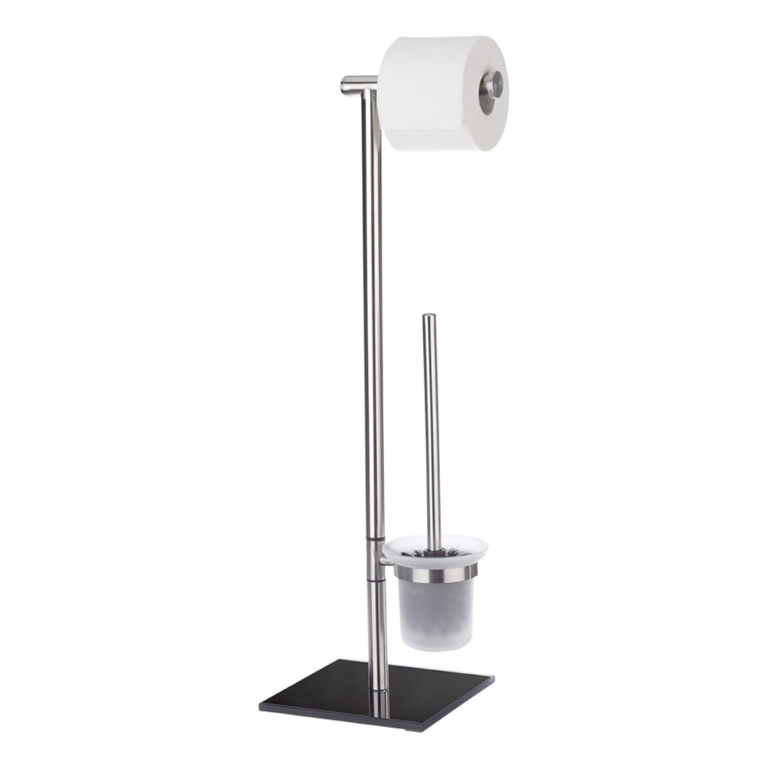 WENKO 20391100 - WC štětka LIMA 23,5x69 cm nerez/satin/černá