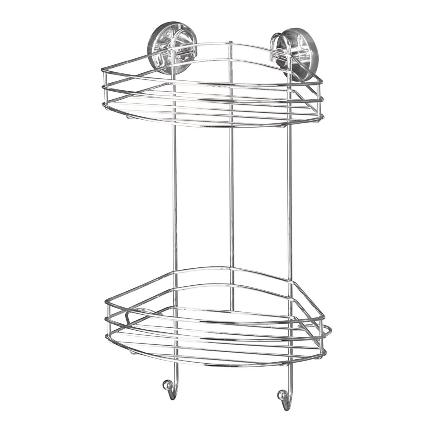 WENKO 20885100-Rohový regál VACUUM-LOC RUND STAH 24,5x41 cm lesk. chrom