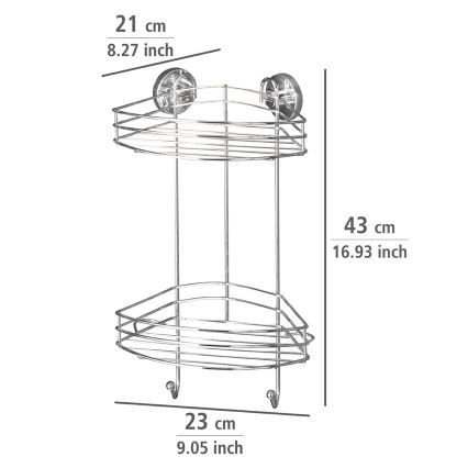 WENKO 20885100-Rohový regál VACUUM-LOC RUND STAH 24,5x41 cm lesk. chrom