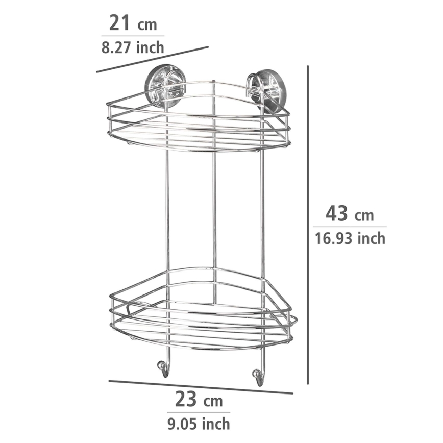 WENKO 20885100-Rohový regál VACUUM-LOC RUND STAH 24,5x41 cm lesk. chrom