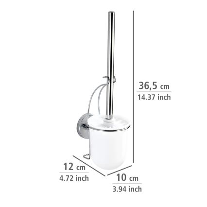 WENKO 20898100-WC štětka VACUUM-LOC MILAZZO 10x34 cm nerez/lesklý chrom/bílá