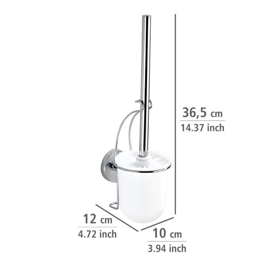 WENKO 20898100-WC štětka VACUUM-LOC MILAZZO 10x34 cm nerez/lesklý chrom/bílá