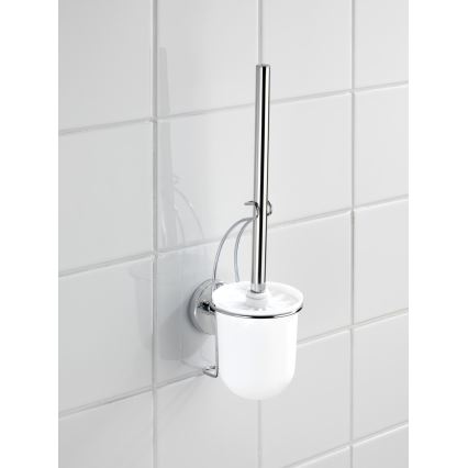 WENKO 20898100-WC štětka VACUUM-LOC MILAZZO 10x34 cm nerez/lesklý chrom/bílá