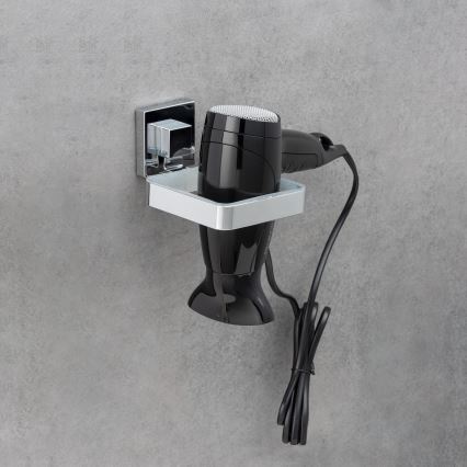 WENKO 22682100 -Držák fénu VACUUM-LOC QUADRO ED 13,5x14 cm stříbrná/chrom