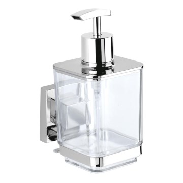 WENKO 22683100-Dávkovač mýdla VACUUM-LOC QUADRO ED 7,5x16 cm stříbrná/lesk.chrom