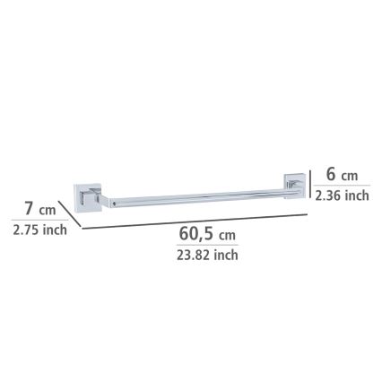WENKO 22684100-Držák ručníků VACUUM-LOC QUADRO ED 60,5x6 cm stříbrná/lesk. chrom