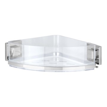 WENKO 22686100-Rohová polička VACUUM-LOC QUADRO ED 28x19,5 cm stříbrná/čirá