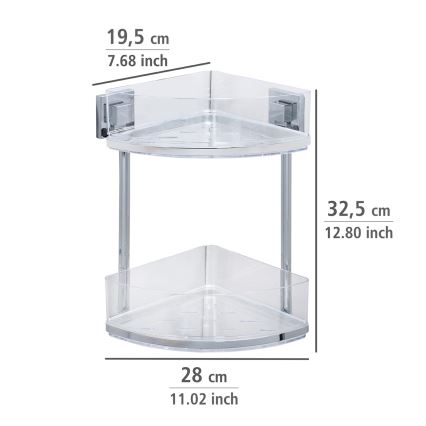 WENKO 22690100-Rohový regál VACUUM-LOC QUADRO ED 28x32,5 cm stříbrná/lesk. chrom