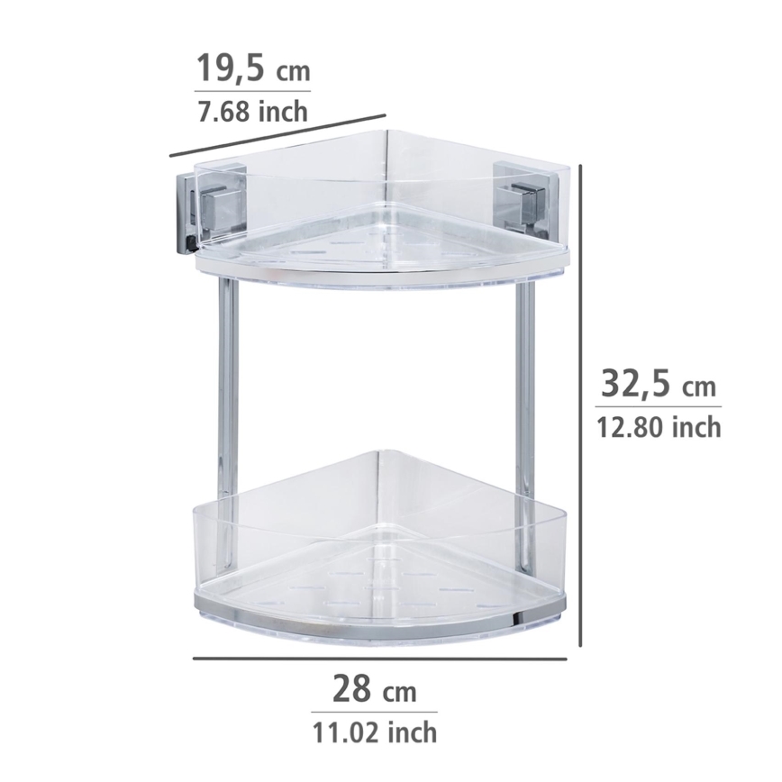 WENKO 22690100-Rohový regál VACUUM-LOC QUADRO ED 28x32,5 cm stříbrná/lesk. chrom