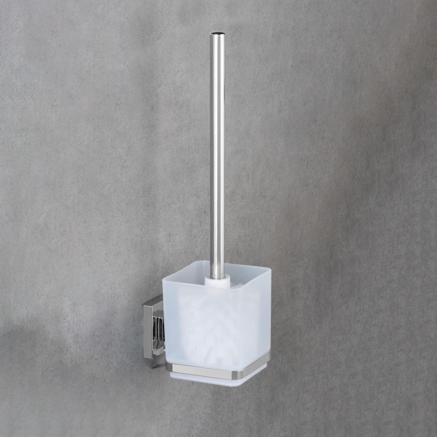 WENKO 22695100-WC štětka VACUUM-LOC QUADRO ED 9,5x37 cm stříbrná/lesk.chrom/čirá