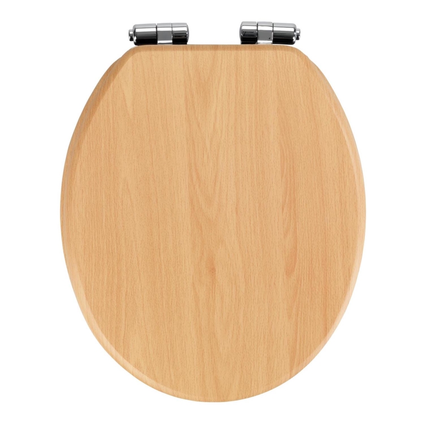 WENKO 22979100-WC sedátko NATURAL BEECH 35,5x42,5 cm hnědá/stříbrná