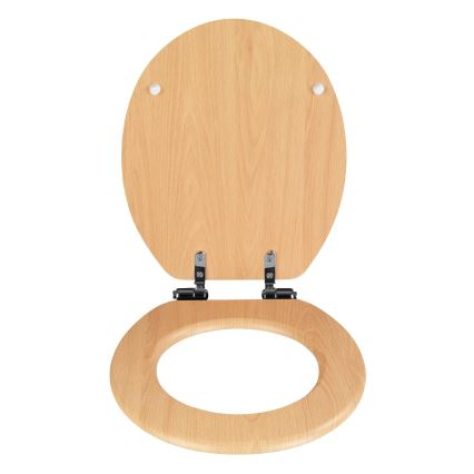 WENKO 22979100-WC sedátko NATURAL BEECH 35,5x42,5 cm hnědá/stříbrná