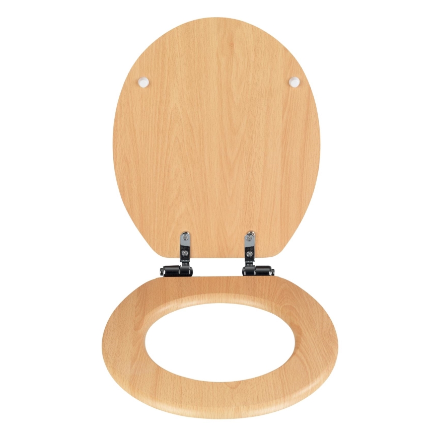 WENKO 22979100-WC sedátko NATURAL BEECH 35,5x42,5 cm hnědá/stříbrná