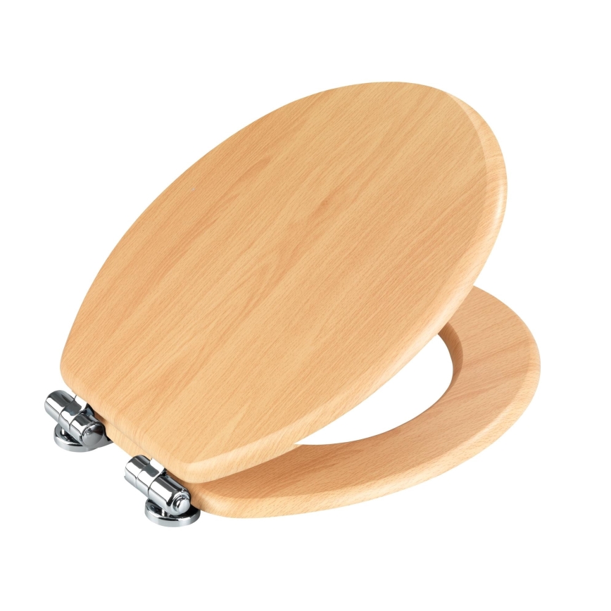 WENKO 22979100-WC sedátko NATURAL BEECH 35,5x42,5 cm hnědá/stříbrná