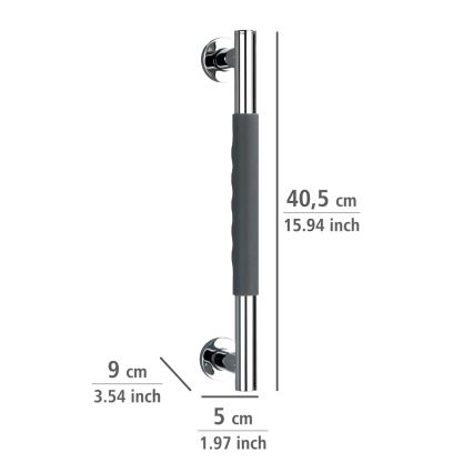 WENKO 23284100-Madlo SECURA 40,5x9 cm nerez/antracit/lesk. chrom