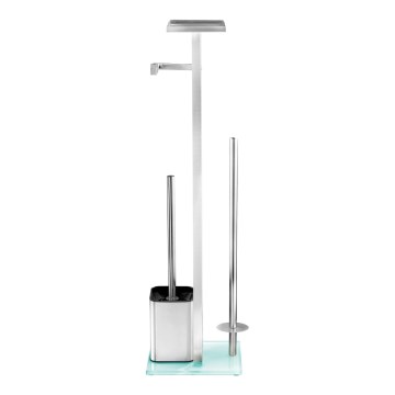 WENKO 23364100 - WC štětka DEBAR 21x70,5 cm nerez/satin/bílá