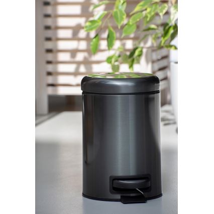 WENKO 24035100 - Koš LEMAN 17x25 cm nerez/černá