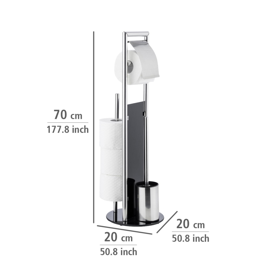 WENKO 24075800 - WC set RAVINA 20x707 cm nerez/stříbrná/černá