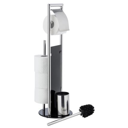 WENKO 24075800 - WC set RAVINA 20x707 cm nerez/stříbrná/černá