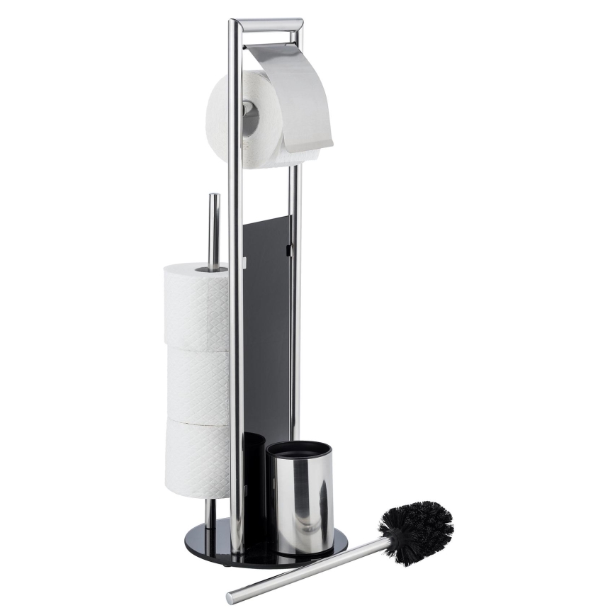 WENKO 24075800 - WC set RAVINA 20x707 cm nerez/stříbrná/černá