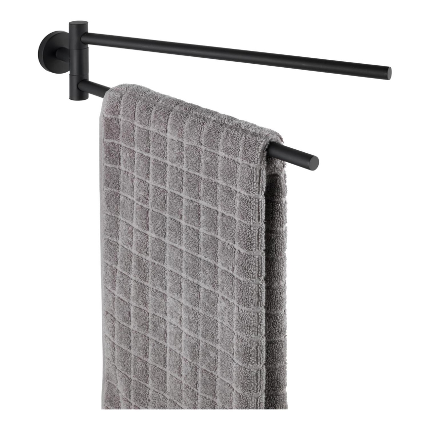 WENKO 24238100-Držák ručníků BOSIO BLACK 5,5x43 cm nerez/stříbrná