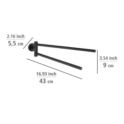 WENKO 24238100-Držák ručníků BOSIO BLACK 5,5x43 cm nerez/stříbrná