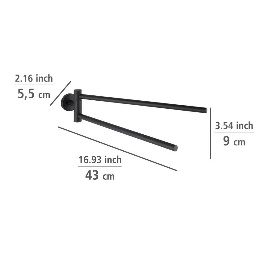 WENKO 24238100-Držák ručníků BOSIO BLACK 5,5x43 cm nerez/stříbrná