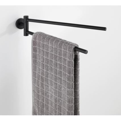 WENKO 24238100-Držák ručníků BOSIO BLACK 5,5x43 cm nerez/stříbrná