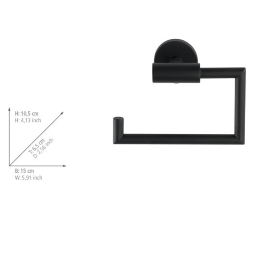 WENKO 24240100-Držák toaletního papíru BOSIO BLACK 15x10,5 cm nerez/stříbrná