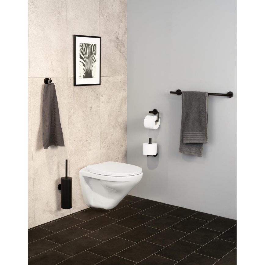WENKO 24240100-Držák toaletního papíru BOSIO BLACK 15x10,5 cm nerez/stříbrná