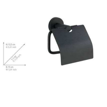 WENKO 24241100-Držák toaletního papíru BOSIO BLACK 15x13,5 cm nerez/stříbrná