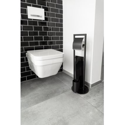 WENKO 24982800 - WC set RAVINA 20x70 cm nerez/černá