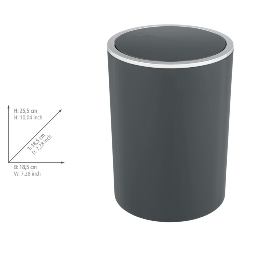 WENKO 25146100 - Koš INCA 18,5x25,5 cm antracit/lesklý chrom